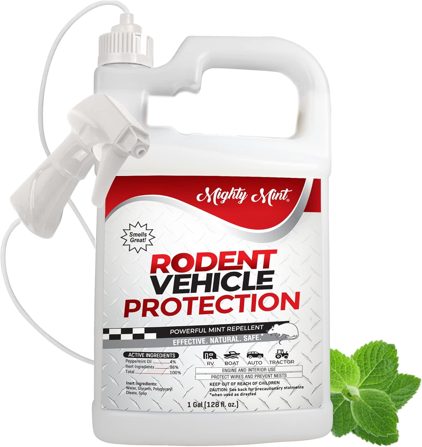 Mighty Mint Gallon (128 Oz) Rodent Repellent Spray for Vehicle Engines and Interiors - Cars, Trucks, Rvs, & Boats image number 1
