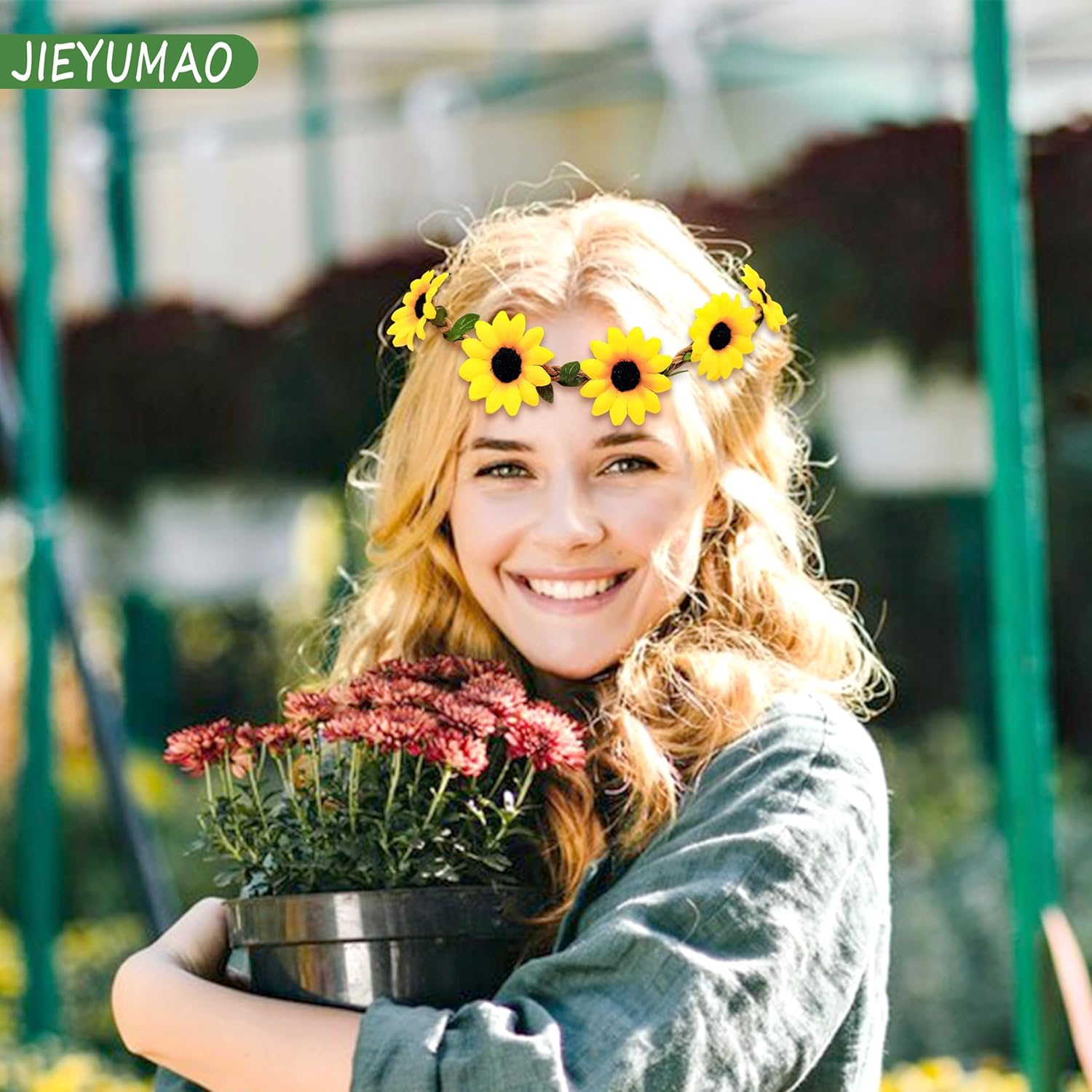 JIEYUMAO 8Pcs Flower Crown, Various Styles Artificial Floral Crown for Women, Fashion Daisy Flower Headband Floral Garland Headband Greenery Crown Bridal Hair Garland for Wedding Festival Party image number 5