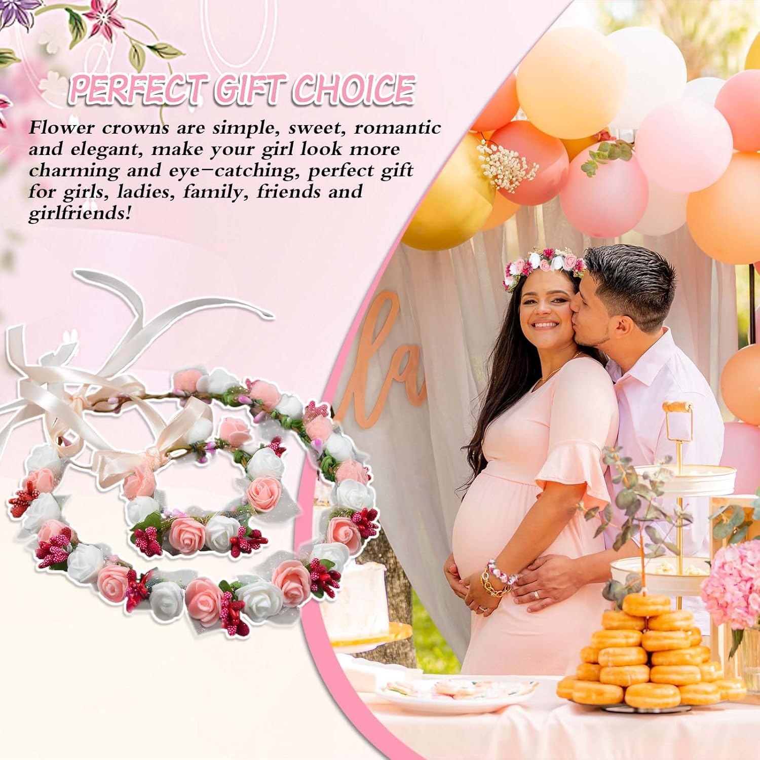 Beautiful Headband with Dried Flowers - Optimal Hair Wreath for Communion Young Women - Flower Wreath Headpiece - Oktoberfest Hair Accessories image number 5