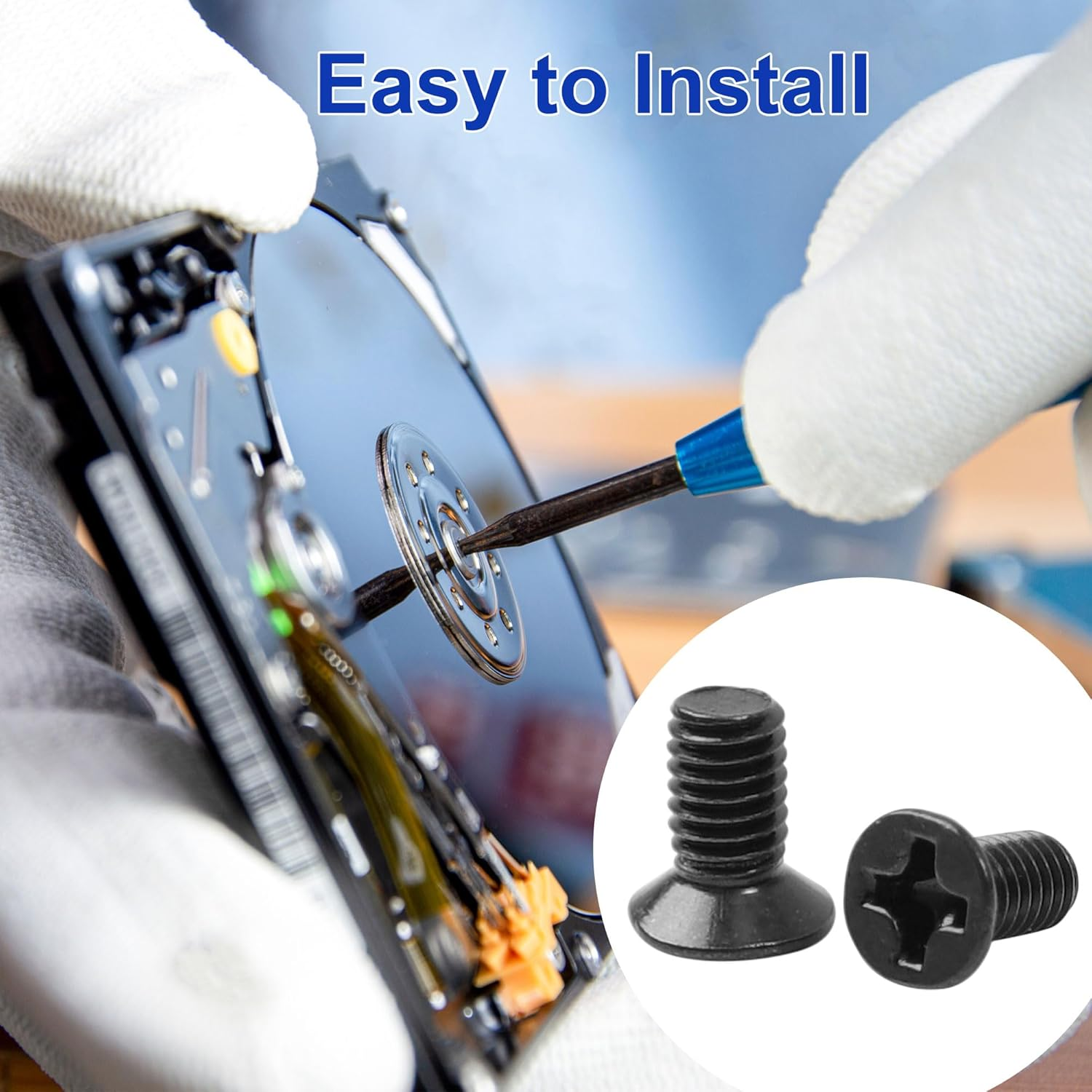 Uxcell 50Pcs M3 X 4.7Mm HDD SSD Hard Drive Mounting Screws - Black Metal Replacement for Laptop image number 2