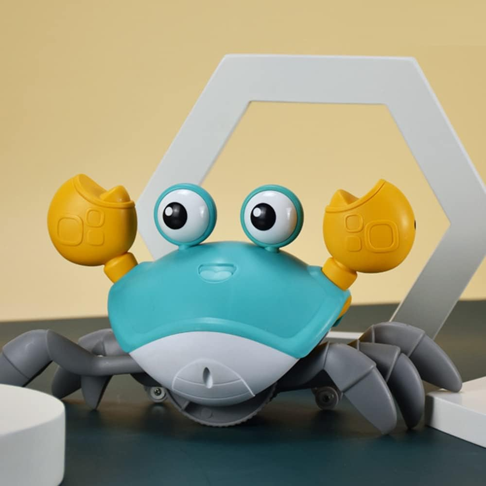 Eacam Crawling Crab Toy with Music & Light, Tummy Time Toys for Babies, Interactive Musical Toy for Toddlers, Automatically Avoid Obstacles, USB Rechargeable - Blue Green image number 4