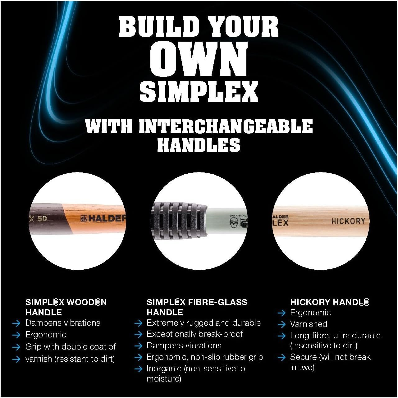 Halder Simplex Tpe-Mid/Tpe Soft-Face Mallet Hammer with Cast Steel/Wood Handle, 40 Mm Diameter image number 2