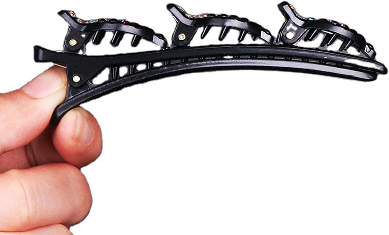 Black Crystal Braided Hair Accessories - Double Bangs Hair Clips, Side Bangs Hair Pins for Women Hair Styling image number 3