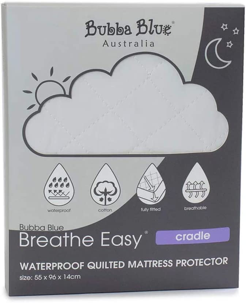 Bubba Blue Breathe Easy Waterproof Quilted Cradle Mattress Protector, White image number 1