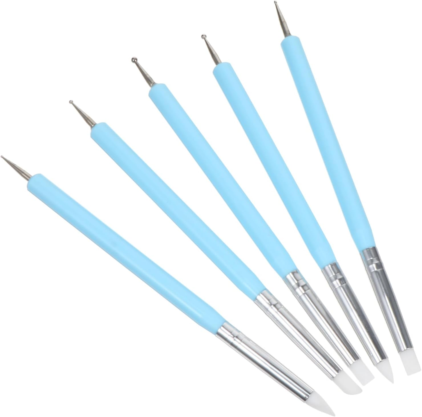 Ipetboom 5Pcs Dual Head Nail Art Dotting Pen Silicone Brush for Nail Art Lovers for Patterns Flowers