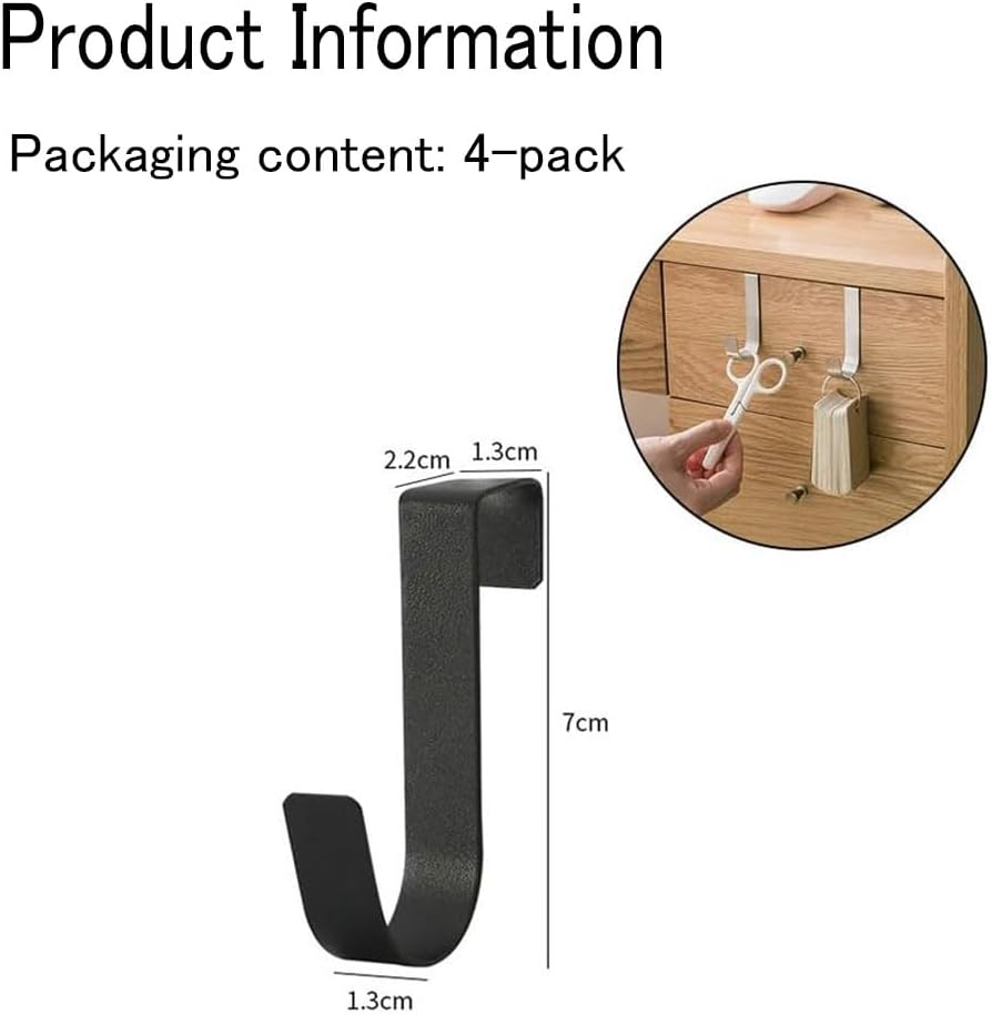 4 Pack over the Cabinet Door Single Hooks Fit for 3/4 Inch Doors (Black) image number 1