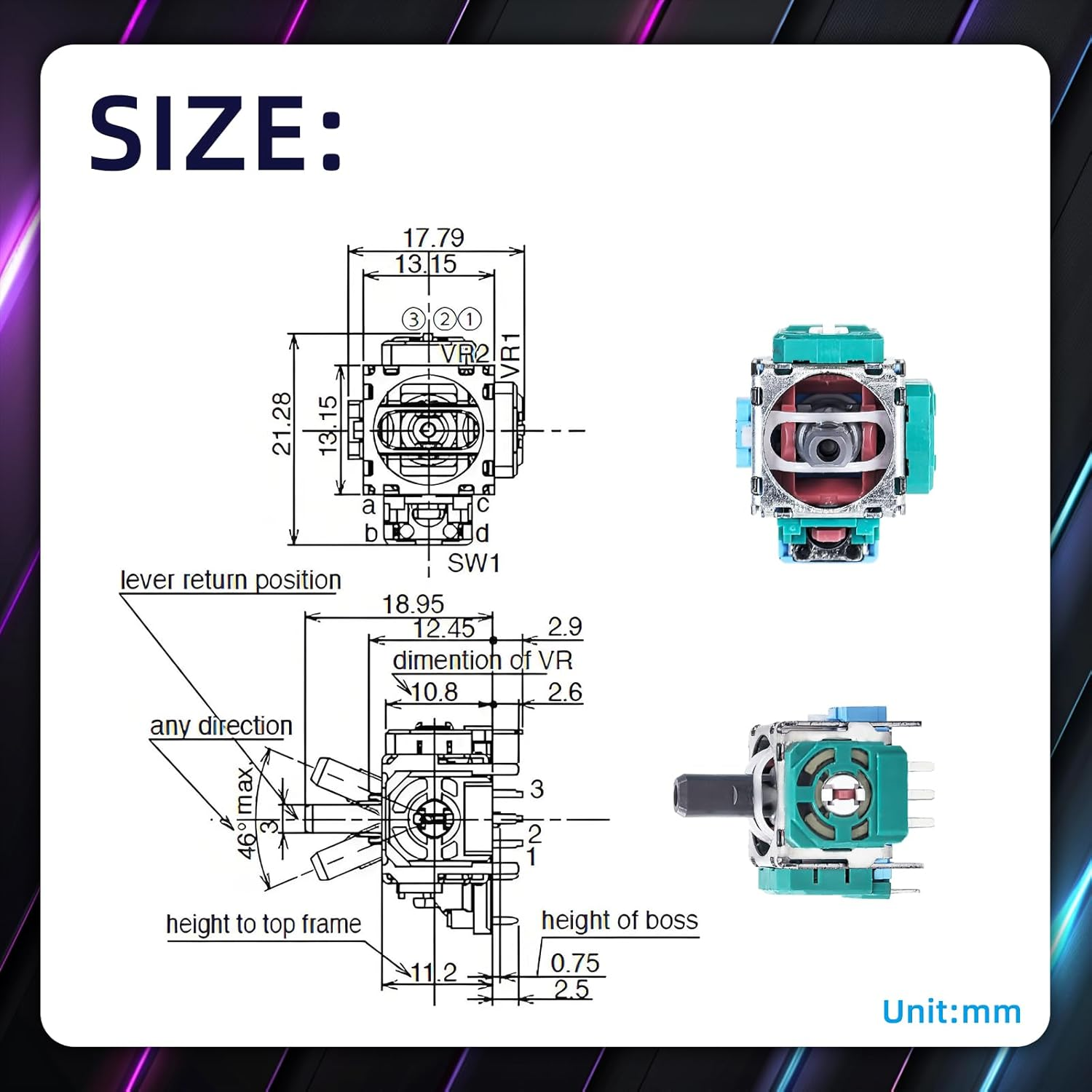 6 Pcs Game Controller Analog Stick Module, 3D Analog Joystick Thumb Sticks Thumb Sticks Joystick Rocker Module for Console Repairing image number 5