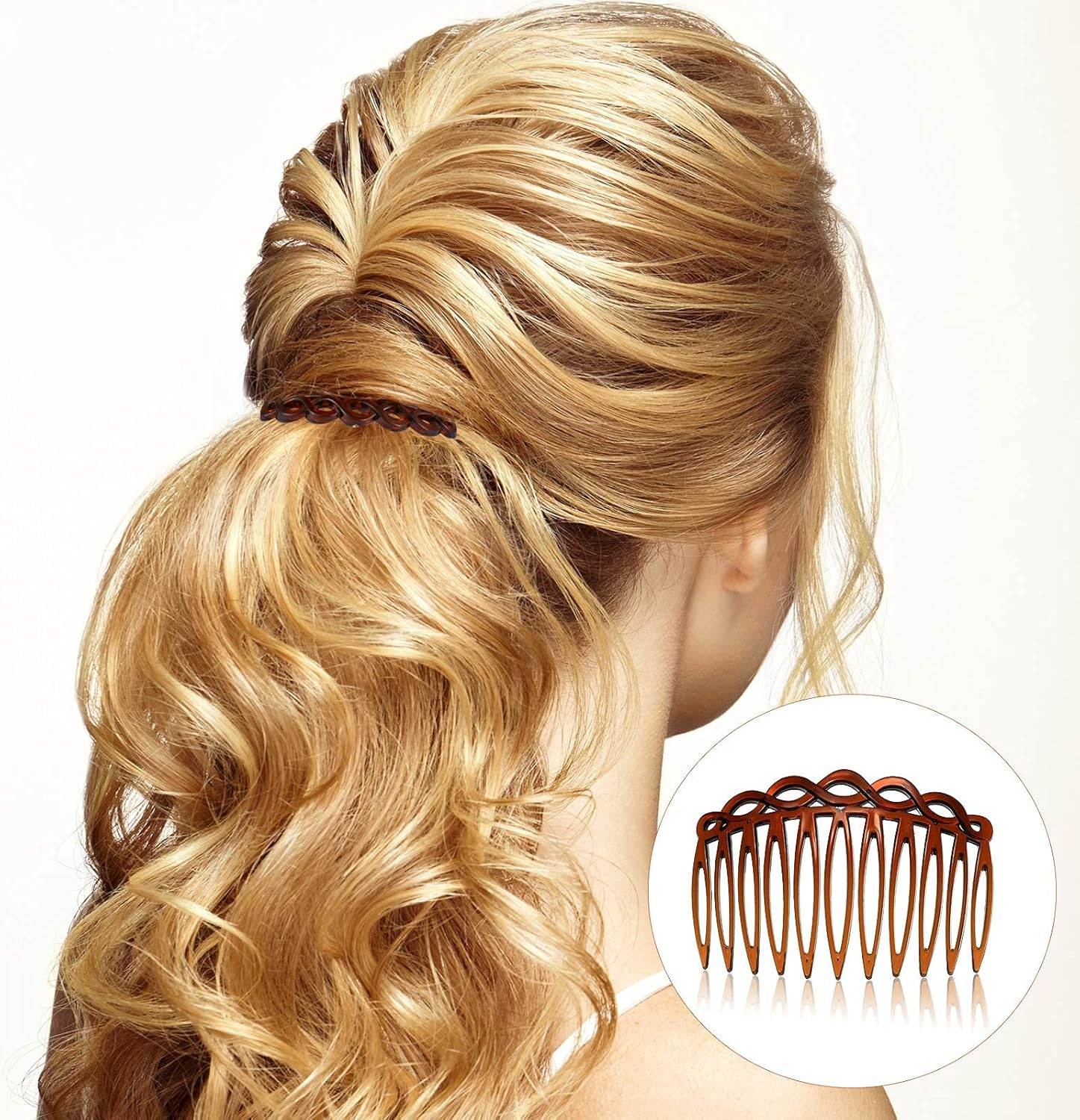 WILLBOND 16 Pieces Women Hair Comb Accessories French Hair Side Combs Plastic Twist Decorative Comb Clips for Women Bridal Wedding Veil Teeth(Black, Transparent, Light Coffee, Dark Coffee) image number 5