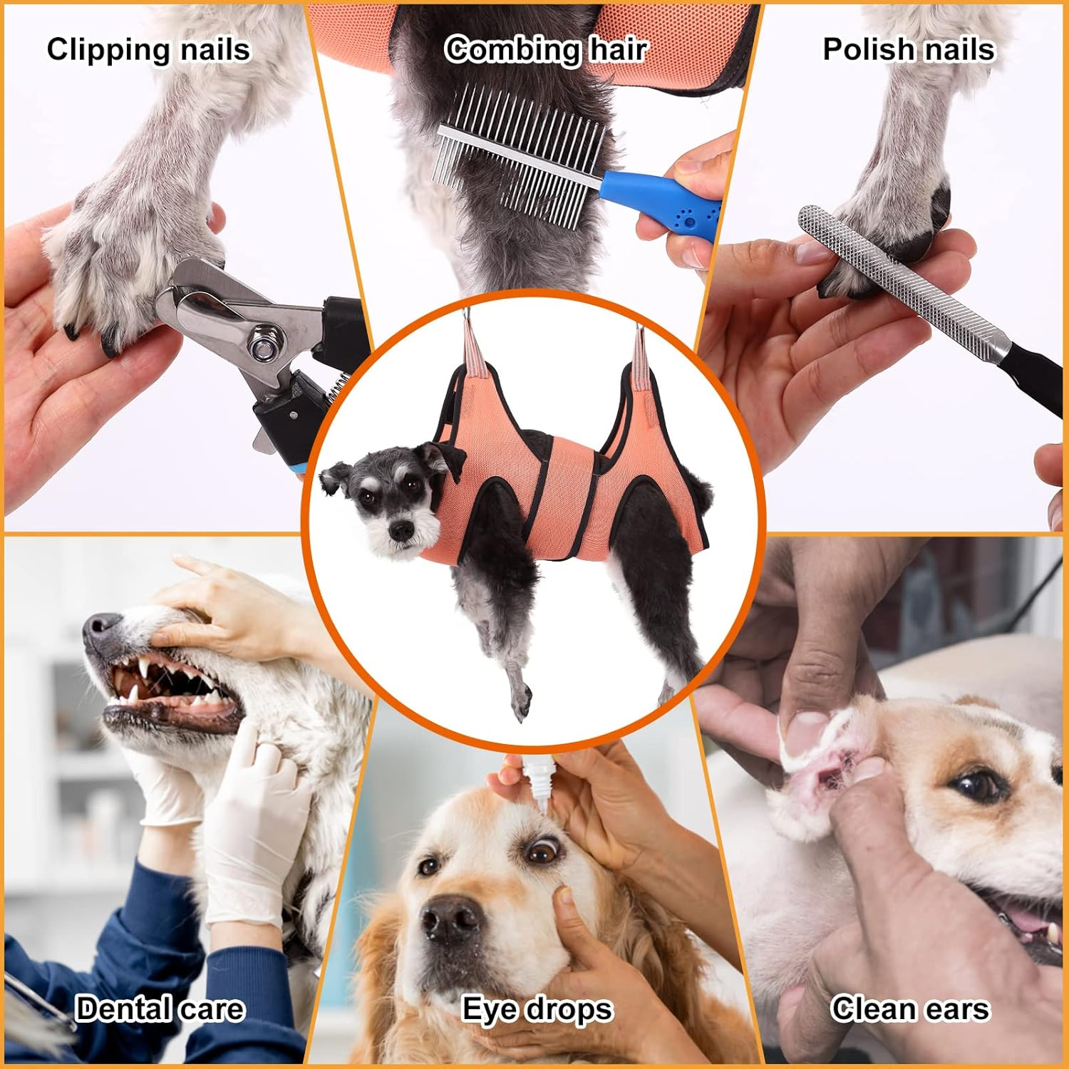 Dog Grooming Hammock, Hanging Harness for Nail Clipping, Trimming Sling Holder Helper, Restraint Bag for Claw Care - Small / 25 Lb Max image number 2