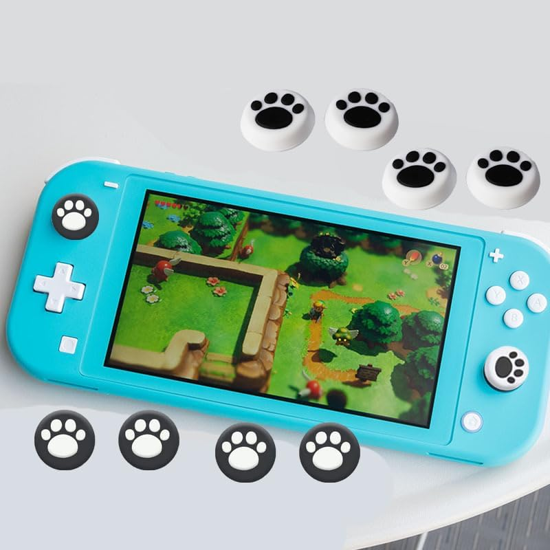 WEZCHUGHAOL 8PCS Silicone Thumb Grip Caps, Cat Paw Design Black & White - Ergonomic Joystick Covers for Enhanced Gaming Comfort and Control image number 5