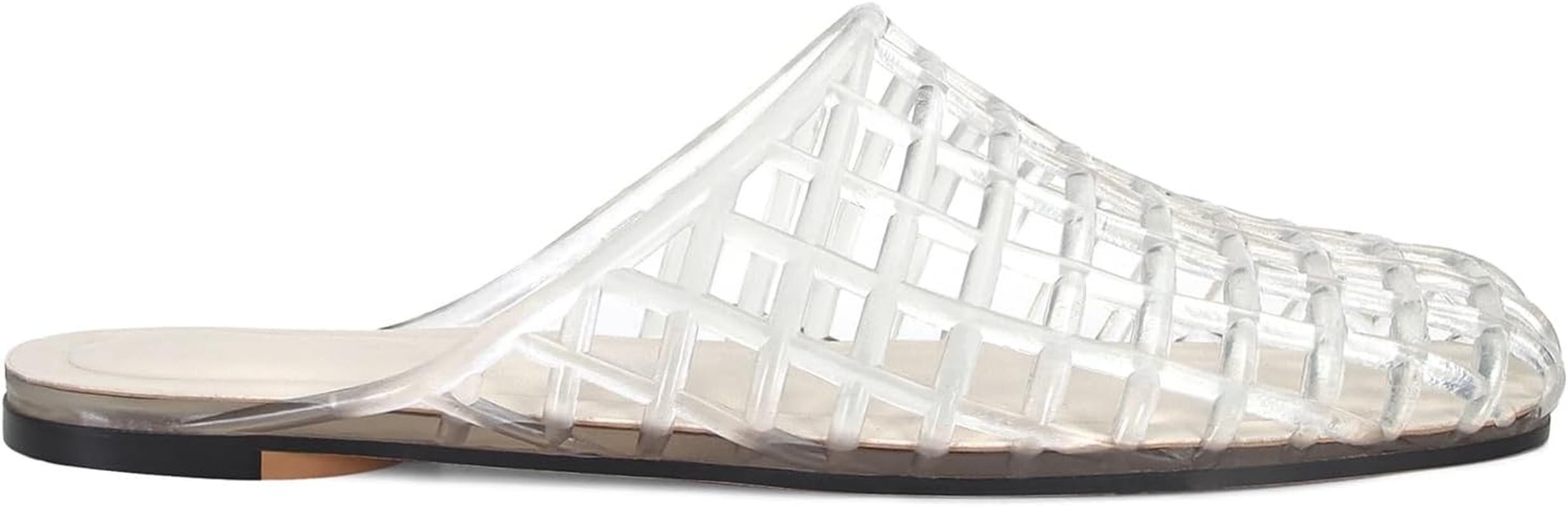 MAIJED Clear Jelly Flats for Women Closed Toe Mesh Hollow Jellies Mule Sandals Slip on Jelly Slides Casual Comfortable Summer Beach Slipper Sandals