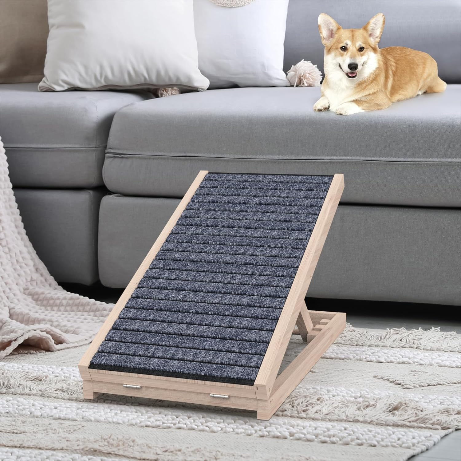 Oppsbuy 70Cm Foldable Dog Ramp, Non-Slip Pet Ramp for Bed, Couch or Car, Wooden Folding Safety Pet Ramp, Suitable for Small & Large Old Dogs & Cats image number 5