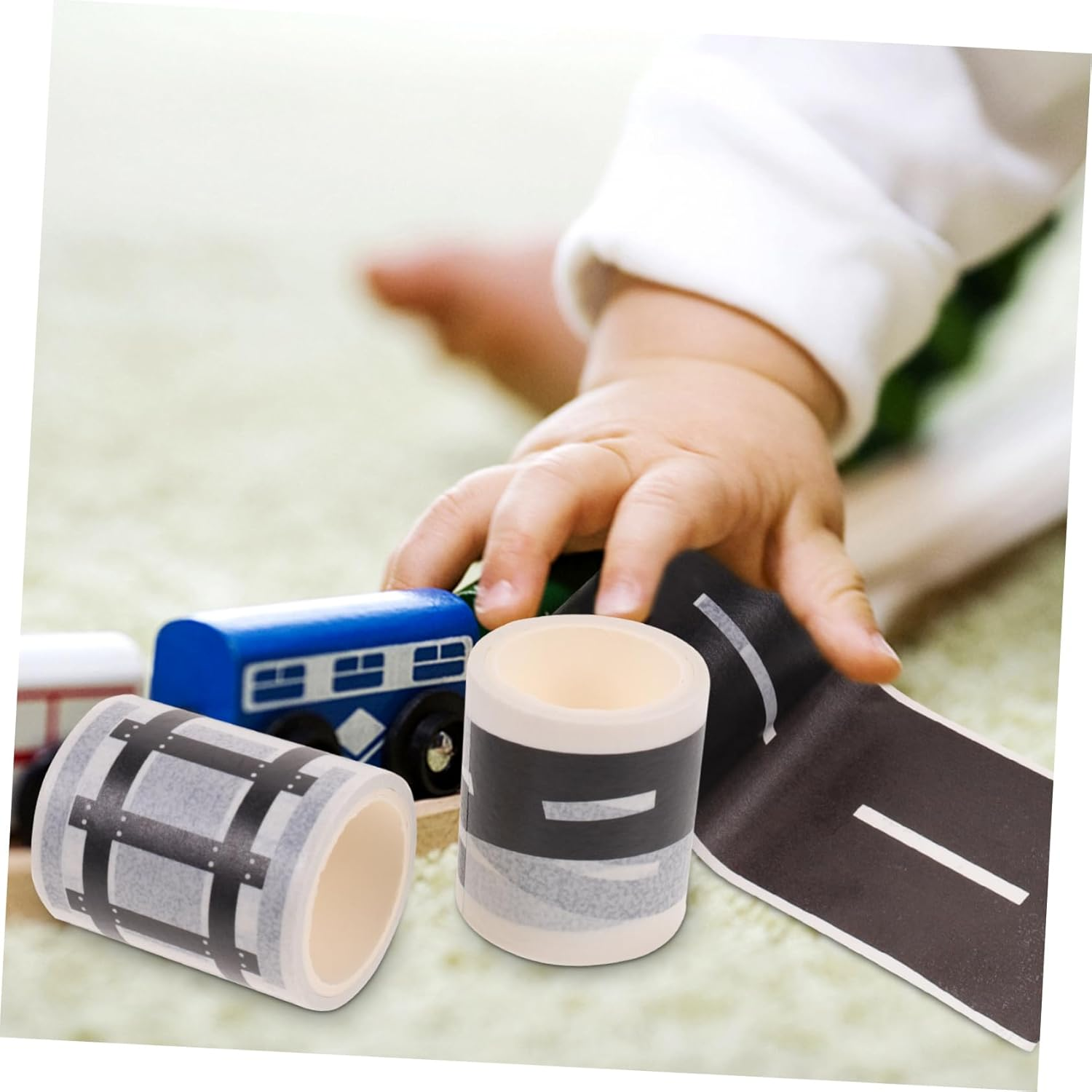 LALAFINA 4Rolls Highway Washi Tape Stickers Road Tape Boys and Girls DIY Traffic Sign Decals