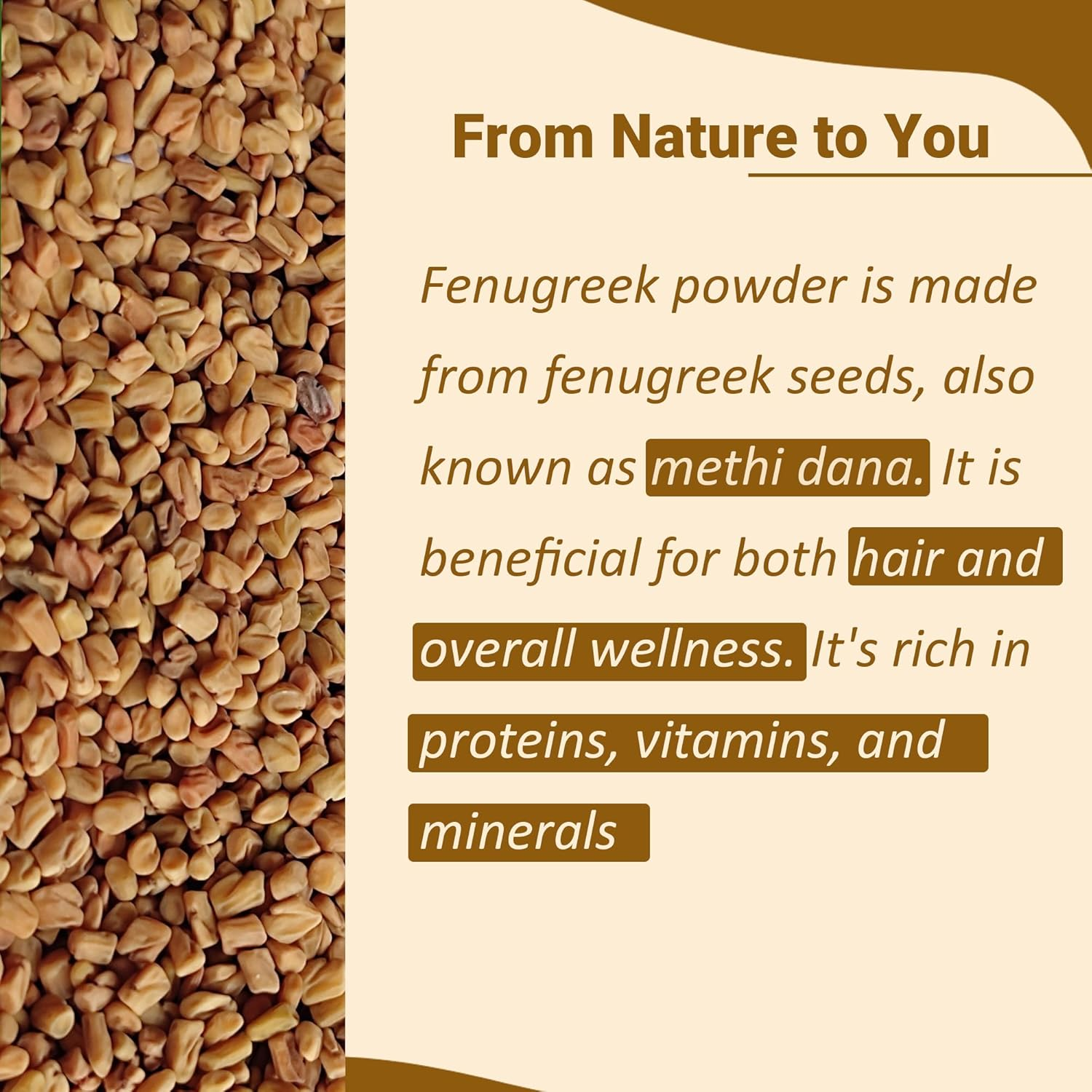 Orgnanic Fenugreek Powder(Trigonella Foenum) by Mi Nature|Methi Powder |Pure & Natural Free from Chemical | Used for Your Hair & Health Care | Digestion |100G(4 Oz) image number 3