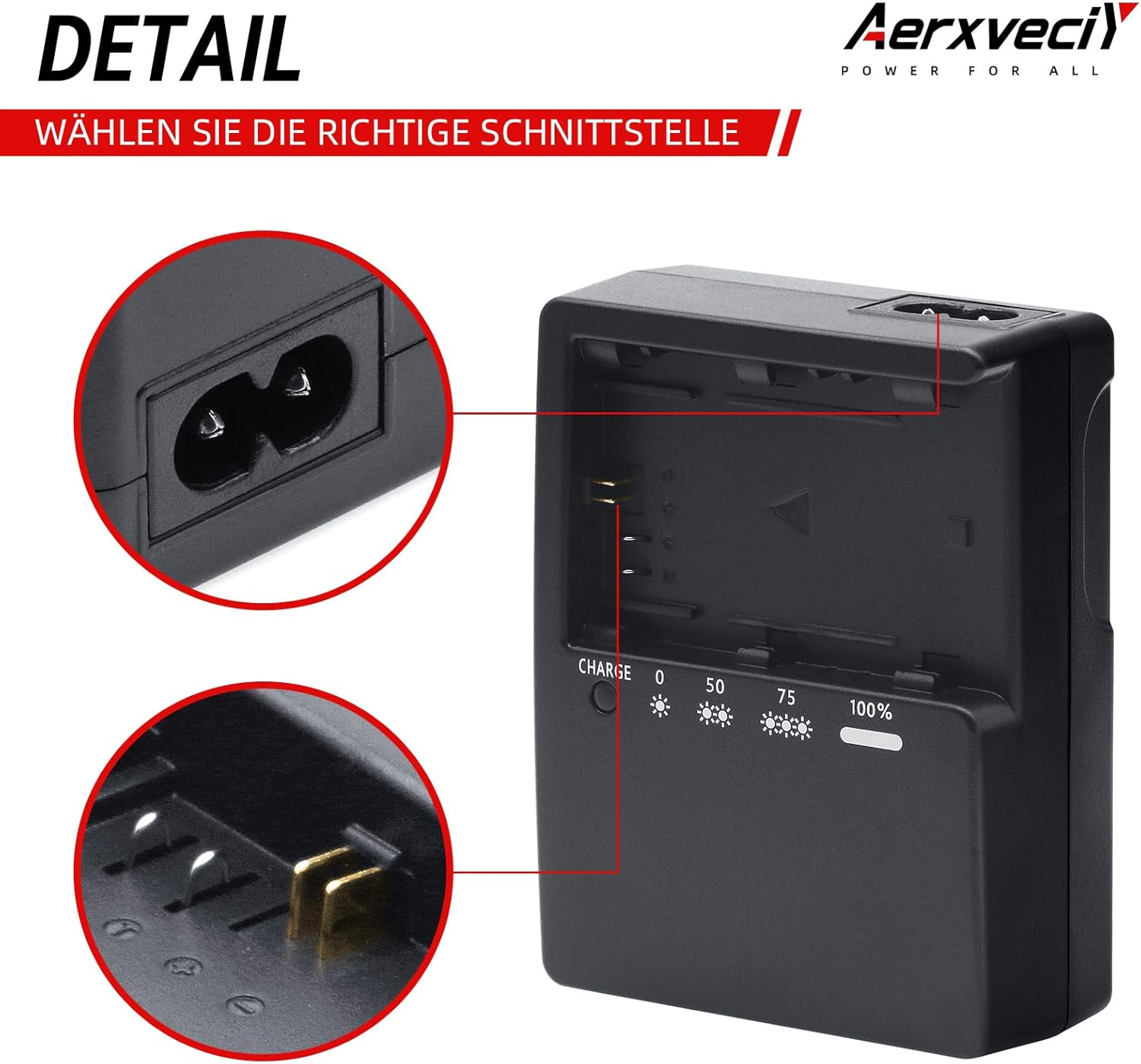 LC-E6 Fast Charger Compatible with Canon LC-E6 LC-E6E LP-E6 LP-E6N LP-E6NH Battery for Canon EOS R5 R6 5D 5D Mark III 5DS 5DS R 6D 7D 60D 60DA 70D 80D 90D Mark II Cameras Power image number 4