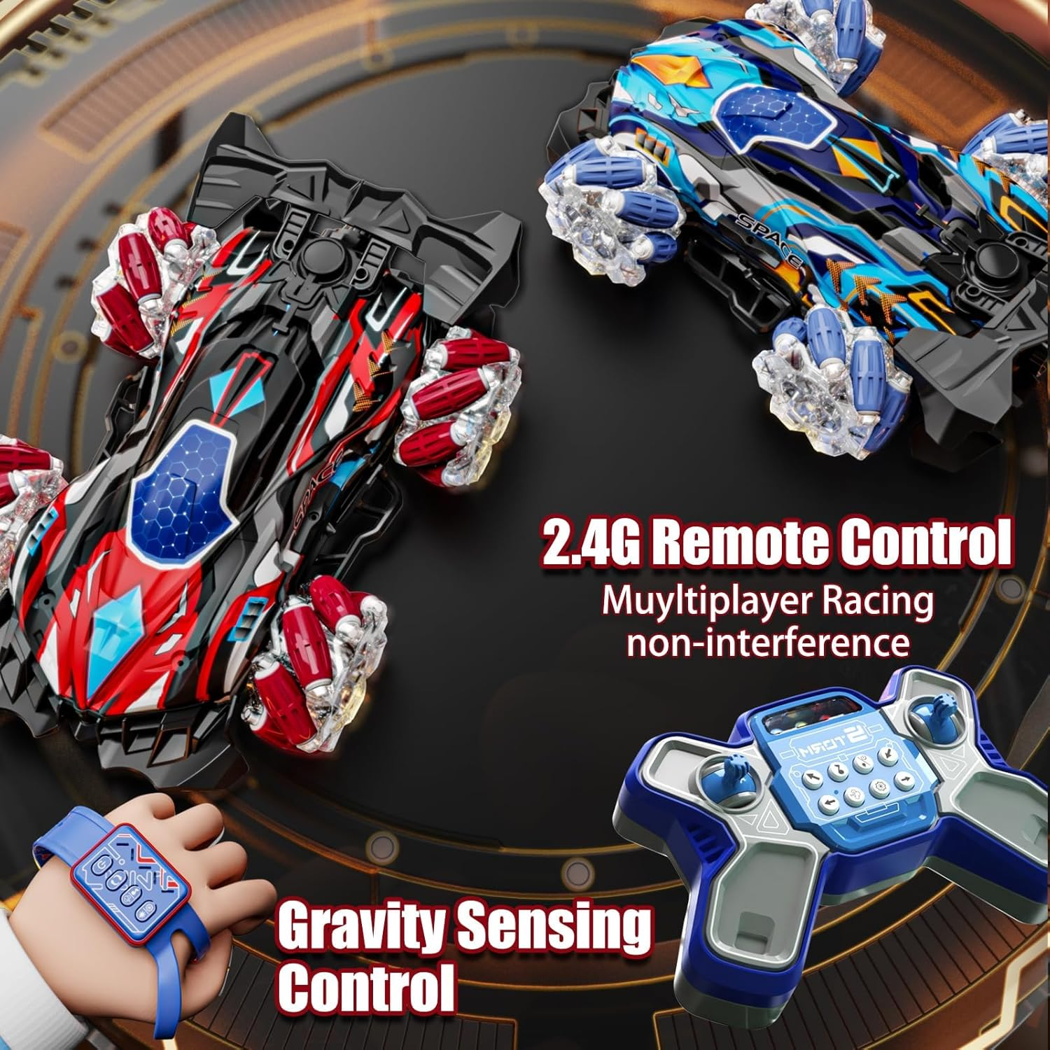 Remote Control Car for Kids Toys RC Stunt Car 360&deg;Rotating RC Cars with Music 4WD off Road Radio Controlled Truck 2.4Ghz Outdoor Toy RC Drift Car for Boys (Blue) image number 4