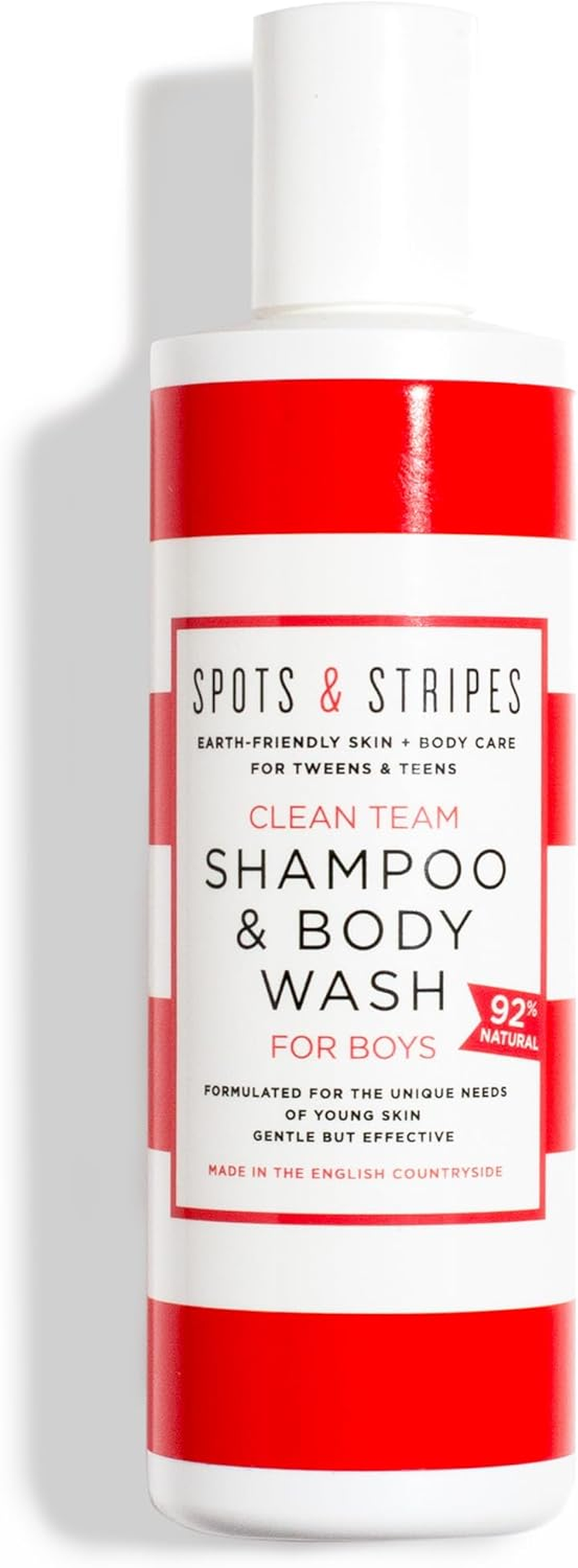 Spots & Stripes - Clean Team Shampoo & Body Wash for Boys, Multi-Tasking Kids Body Wash Leaves Skin and Hair Clean, Balanced and Smelling Great. Sulphate Free (250Ml)