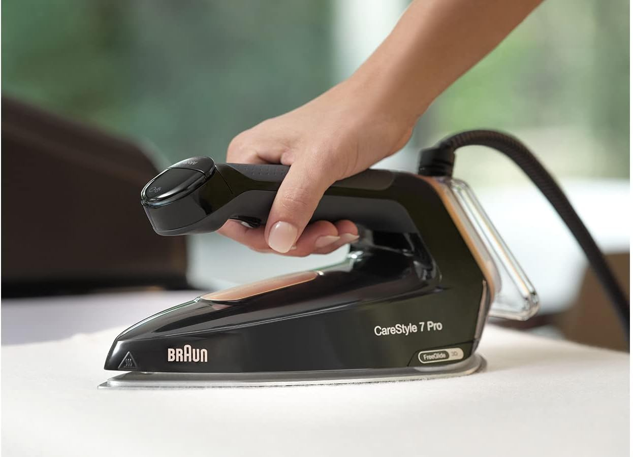 Braun Household Carestyle 7 Pro Steam Generator IS7285BK, Iron with Freeglide 3D Technology, Smart Icaremode, Vertical Ironing, anti Drip, Detachable 2L Water Tank, 2700W, Black image number 3