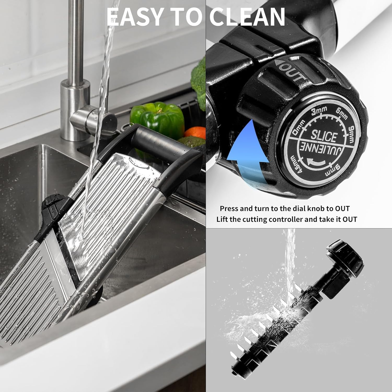 Mandoline Food Slicer, Adjustable Mandoline Slicer Kitchen Gadget, Stainless Steel Mandolin Vegetable Chopper for Potato/Tomato/Onion, Vegetable Slicer Julienne Cutter with Cut-Resistant Gloves image number 5