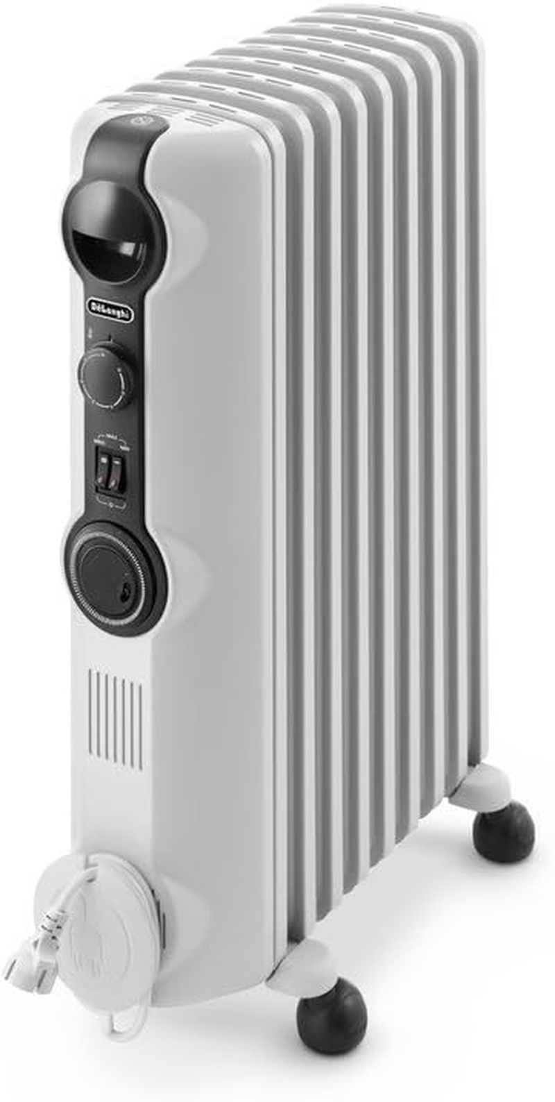 De'Longhi Radia S Electric Oil Column Heater TRRS0920T, 9 Fin Home Heater for Medium Rooms, 3 Power Settings, 24-Hour Timer, 2000W, White