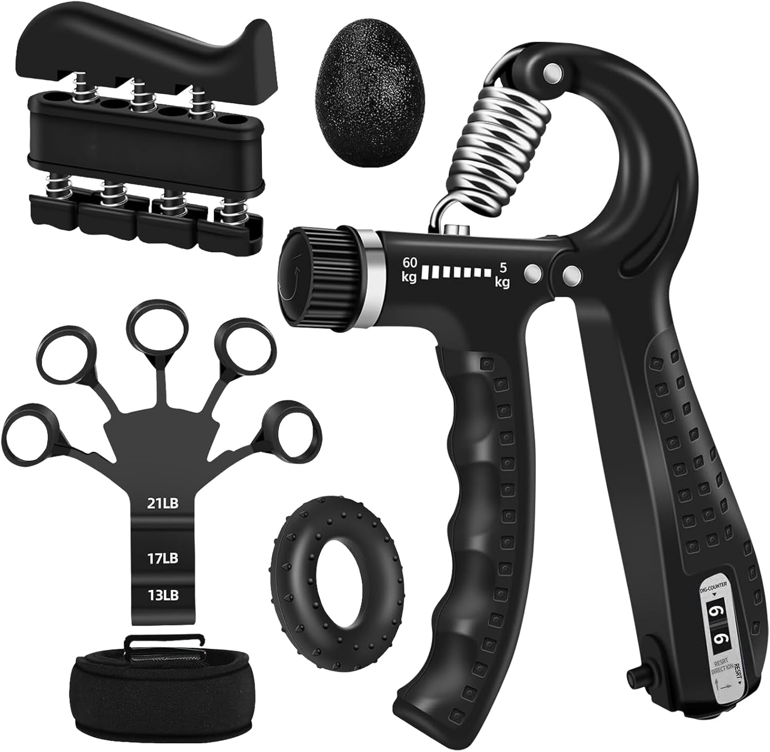 5 Pcs Grip Strength Trainer Kits with Hand and Forearm, Adjustable Forearm Trainer, Hand Grip Strengthener for Muscle Building and Injury Recover, Finger Exerciser, Hand Extension Exerciser image number 6