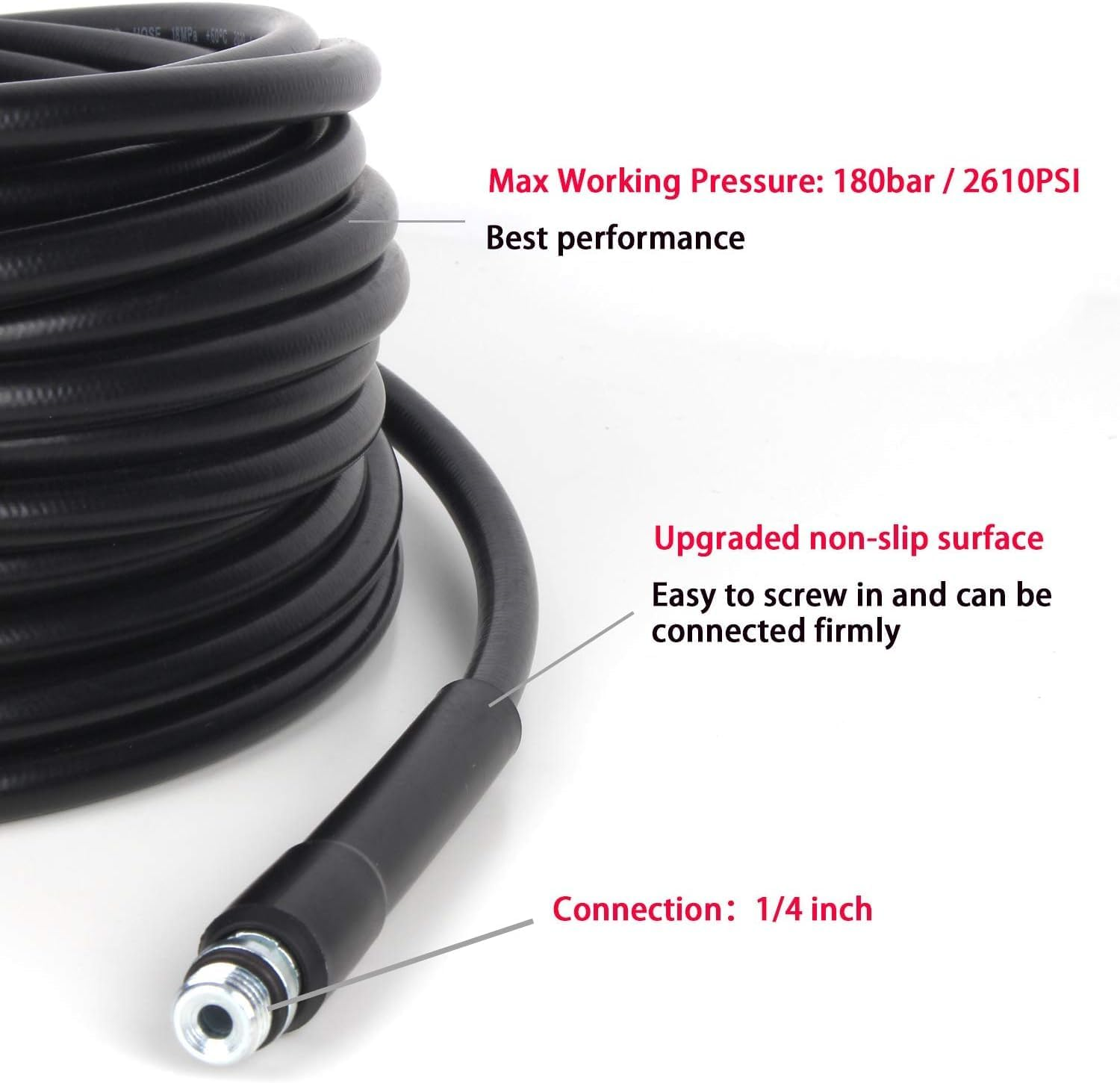 Pressure Washer Drain Pipe Hose Cleaning Kit for Karcher K2-K7 Series and LAVOR Pressure Washer, with Jet Nozzle and Rotating Jet Nozzle, 15 M/50FT, 180 Bar and 2700 PSI image number 4