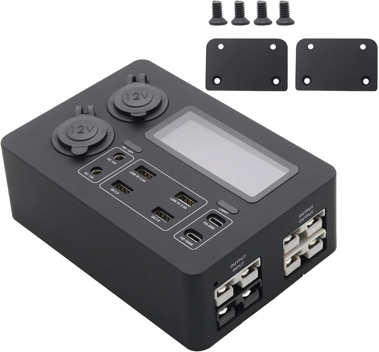 FJMQHU 12V Power Box with 4 X, 6 X USB and 2 X 12V Sockets, Quick Charger 3.0 for Camping, Fishing, Outdoor, Emergency, Boat, Power Box