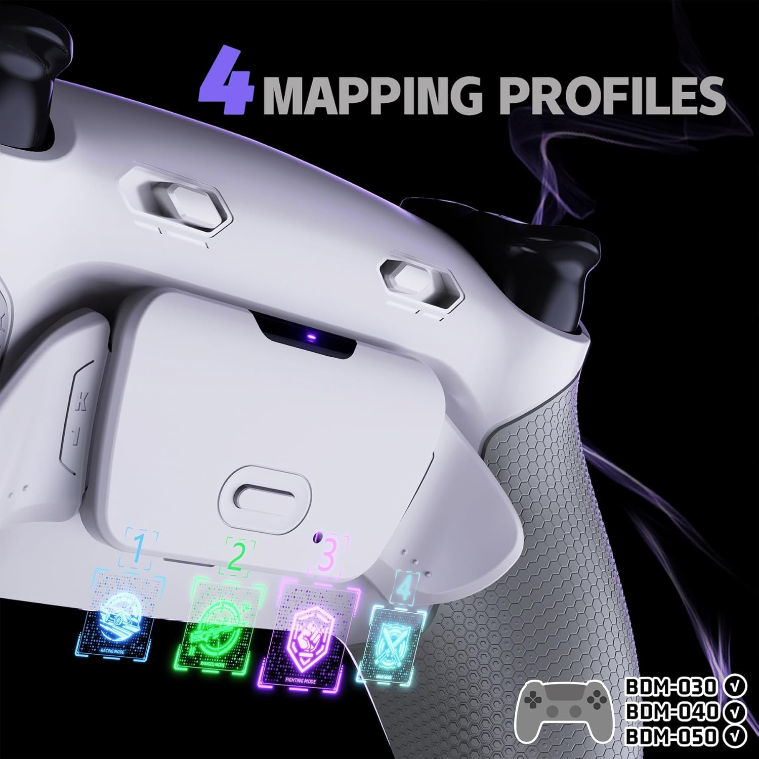 Extremerate Rise plus MAX Back Paddles Kit with Clicky Trigger Stops & Rubberized Grip for PS5 Controller BDM-030 040 050, Remappable Back Buttons Kit for PS5 Controller - White Gray - NO Controller image number 1