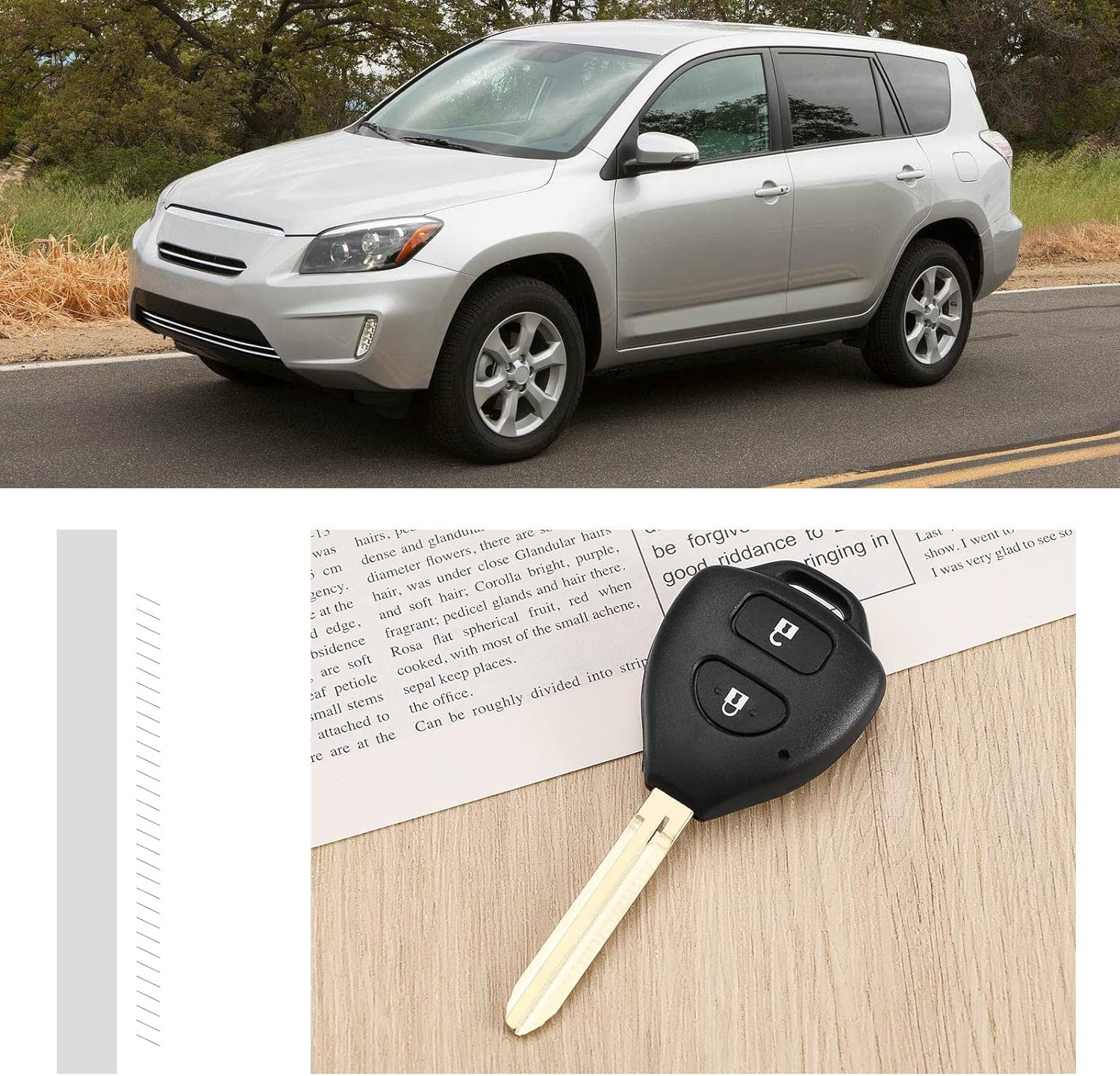 Ecsing 2PCS Car Key Case with Uncut Key Blade Compatible with RAV4 Auris Corolla Hilux Avensis 2 Button Key Fob Shell Housing Replacement Key Cover