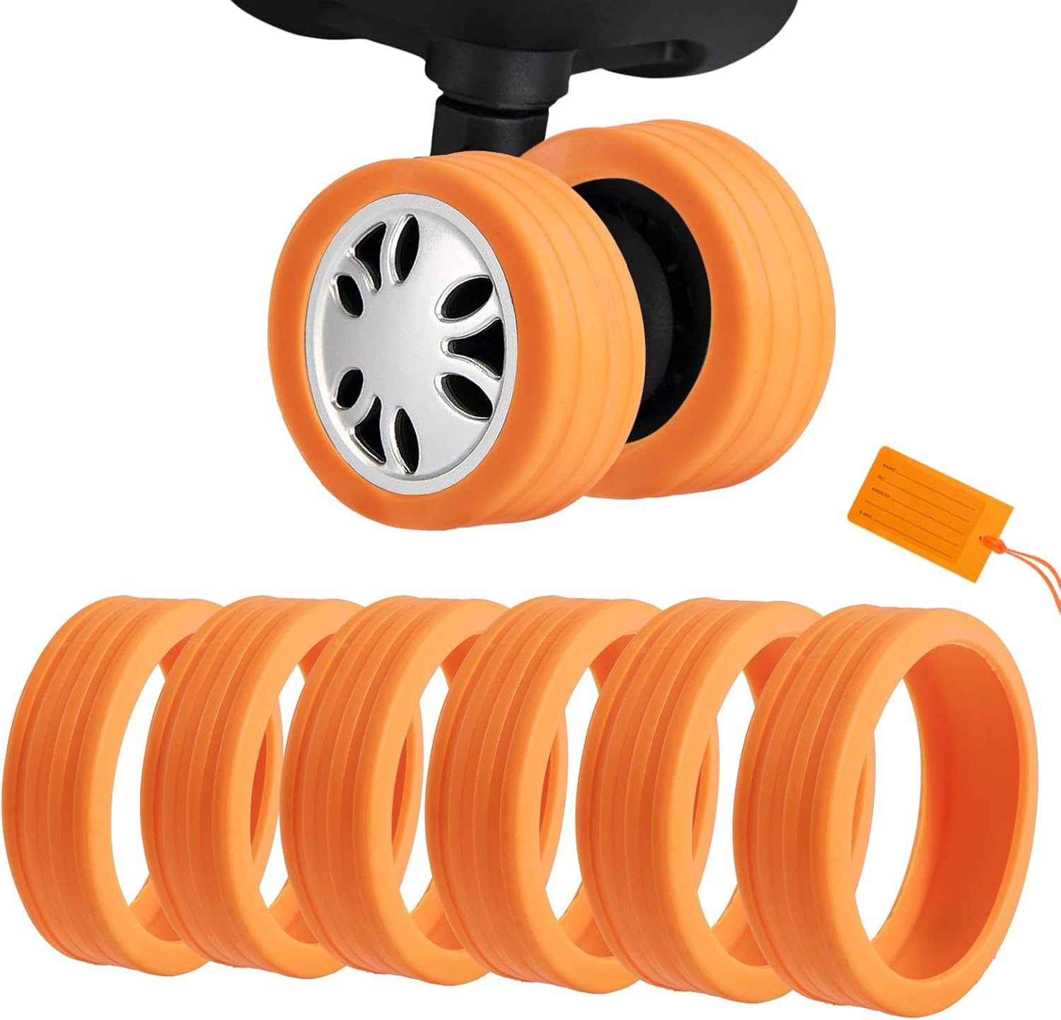 OKAMMY Luggage Wheels Protection Silicone Suitcase Cover - Noise Cancelling Travel Bag Rolling Wheels - Reliable Travel Suitcase Wheel Cover - Durable Tyre Protective Covers for Luggage Bags - 8Pcs image number 1