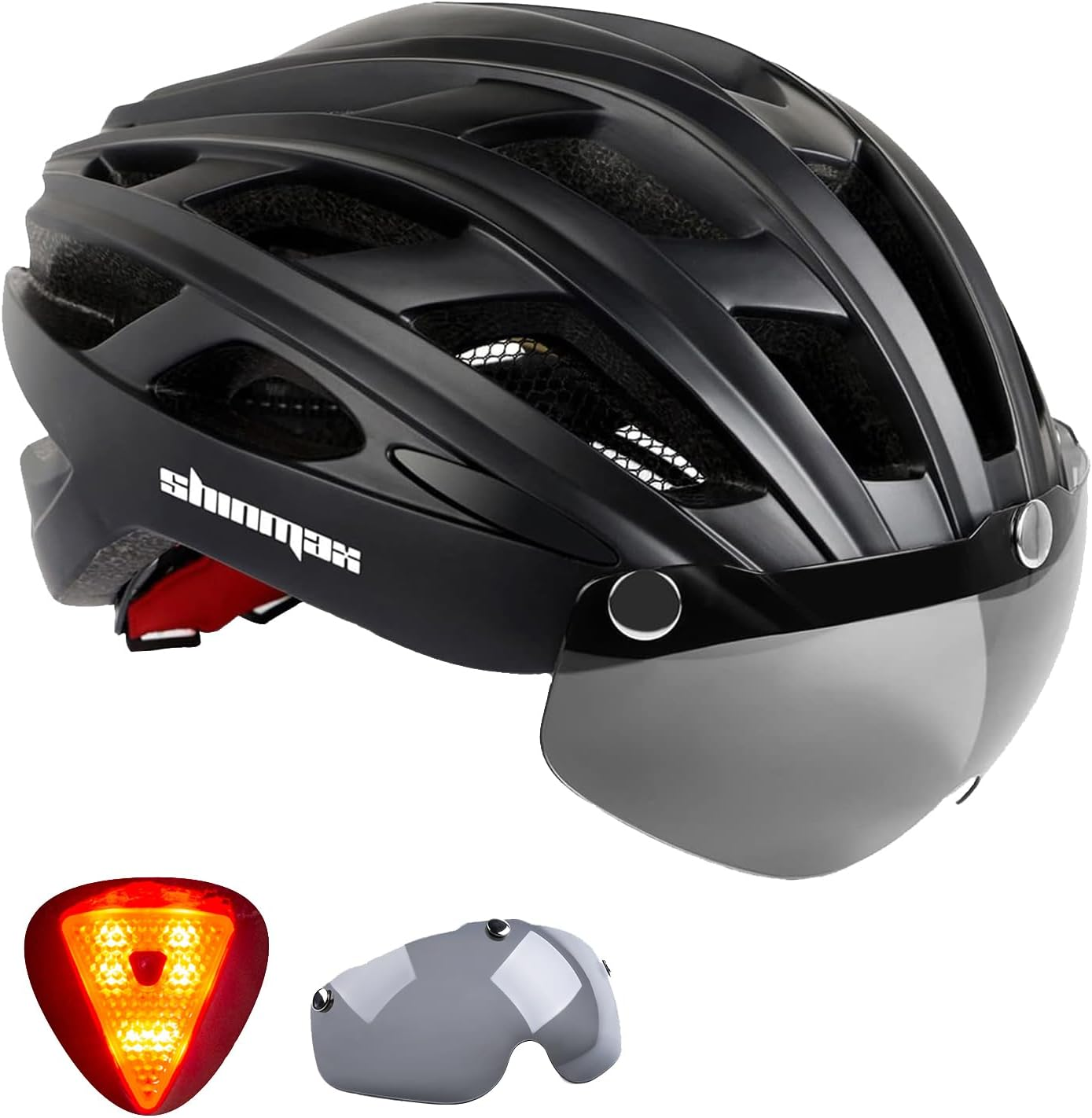 Bike Helmet,Shinmax CPSC/CPC Certificated Bicycle Helmet with Detachable Magnetic Goggles&Led Back Light&Portable Backpack Cycling Helmet Adjustable Mountain Bike Helmet for Adult Men Women SM-T69 image number 3