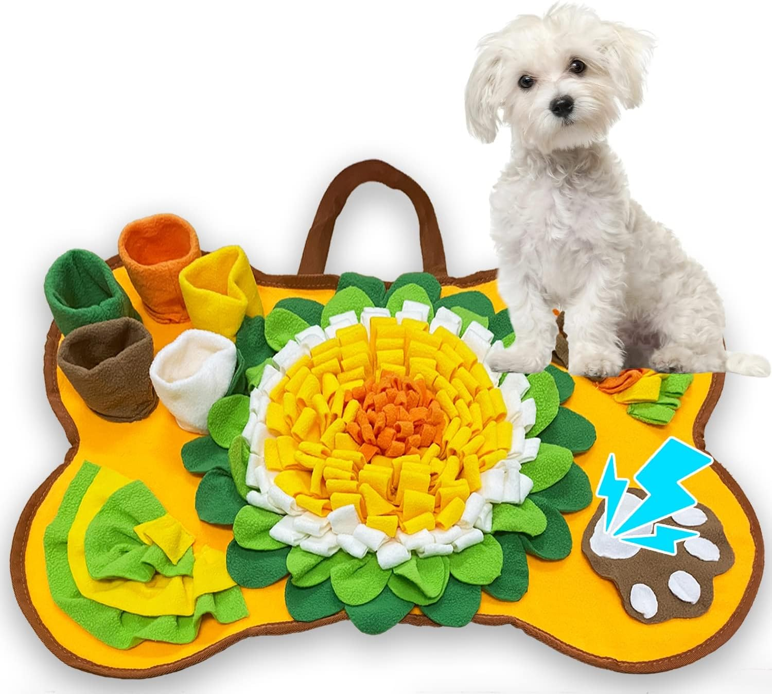 Snuffle Mat for Dogs, 25'' X 17'' Pet Snuffle Mat, Dog Feeding Mat, Sniff Mat Interactive Dog Puzzle Toys, Enrichment Nosework Feed Games for Slow Eating & Encourages Natural Foraging Skills image number 4