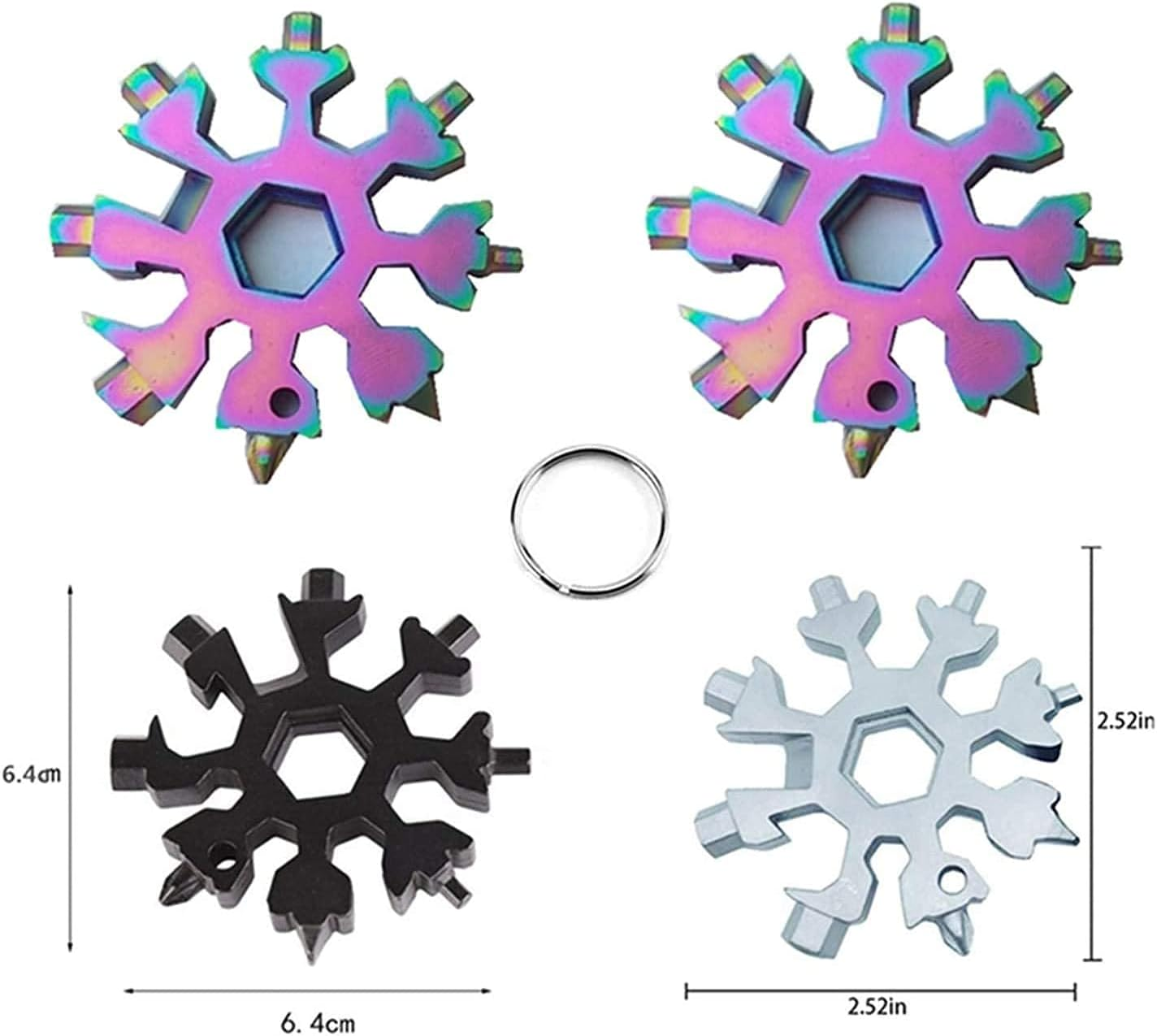 3 Pack Snowflakes Multitool Stainless Steel Bottle Opener /18 in 1 Flat Philips Screwdriver Kit/Wrench Pocket Keychain Tool for Outdoor Camping,Travelling image number 1