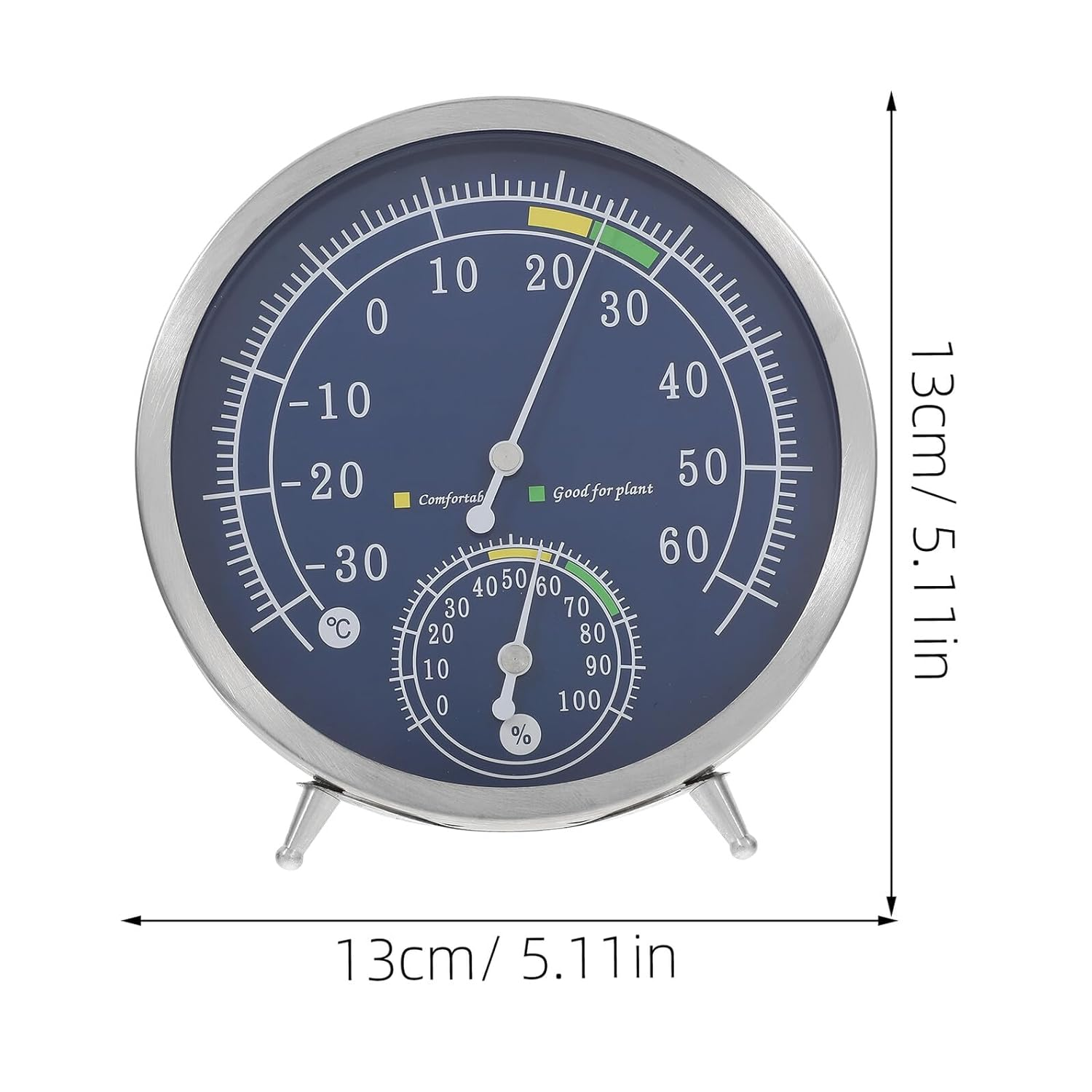 INOOMP High Precision Analog Hygrometer Thermometer Indoor Temperature Humidity Gauge Stainless Steel Wall Mount Tabletop Sauna Environment Monitor image number 3