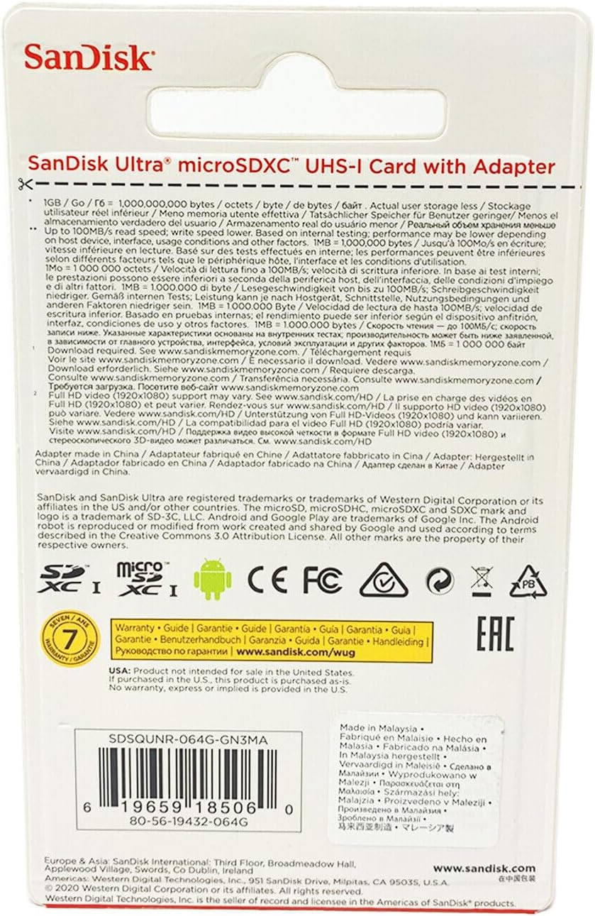 Sandisk Sandisk SDSQUNC064GAN6M 64GB AN6MA Ultra Usd (SDSQUNC-064G-AN6MA) image number 3