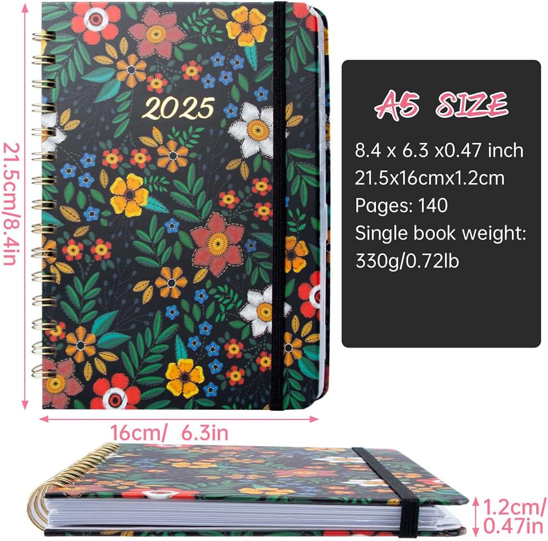 2025 Planner,Calendar 2025, Jan.2025 - Dec.2025, 2025 Planner Weekly and Monthly with Tabs, 6.3" X 8.4", A5 Hardcover with Back Pocket + Thick Paper+Elastic Closure -Oil Painting (E) image number 6