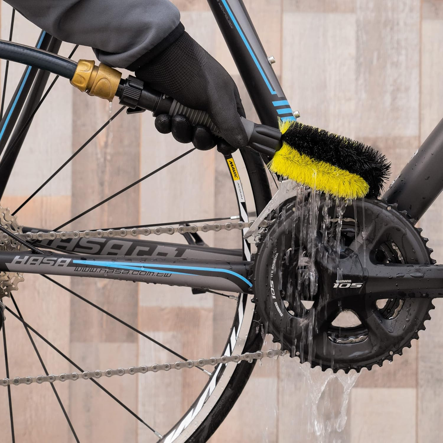 BIKEHAND 6 Pieces Bike Bicycle Cleaning Brush Kit - Cleaning Washing Tools Set - Bicycle Chain Parts Cleaner Maintenance Service Kit - Suitable for MTB, Road Hybrid Bikes