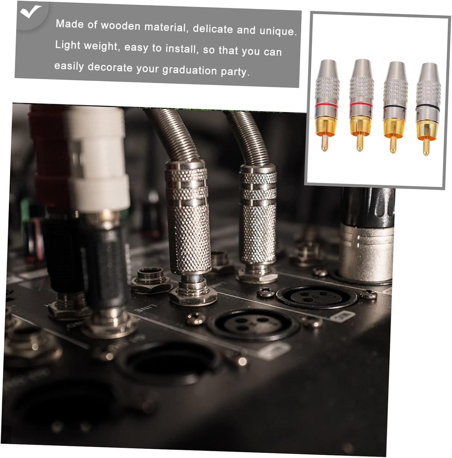 4Pcs Gold Plated Male Audio Connector Metal Speaker Plug Adapter for Home Theater and Professional Audio Systems with Rings image number 5