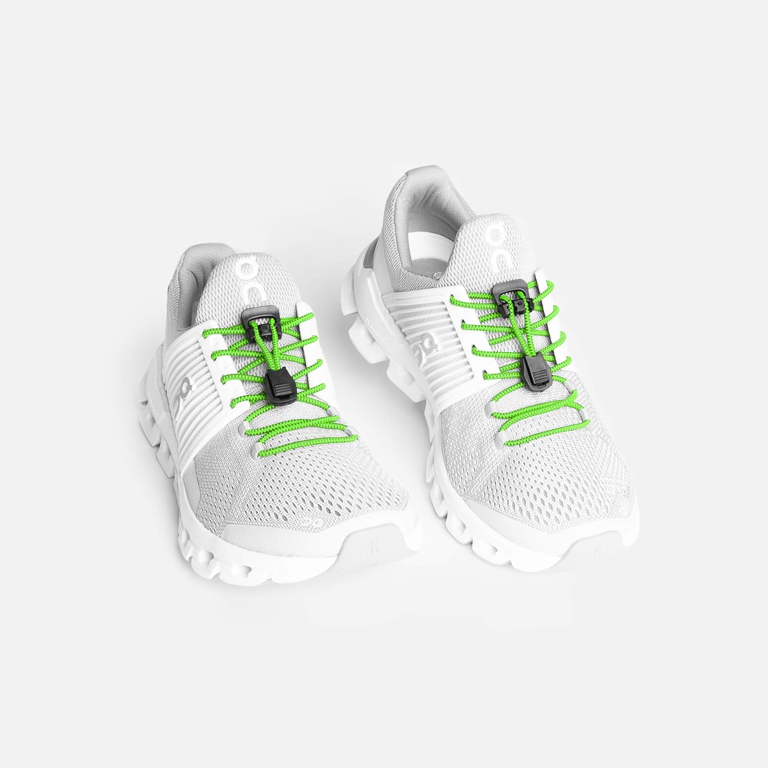 Xpand Quick Release Round-Lacing No Tie Shoelaces System with Elastic Laces - One Size Fits All Shoes (Patterned Neon Green, 132 Cm) image number 3