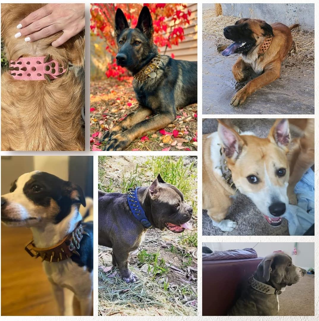 The Mighty Large Spiked Studded Dog Collar - Protect Your Dog'S Neck from Bites, Durable & Stylish, for Large Dogs (Brown L) image number 6