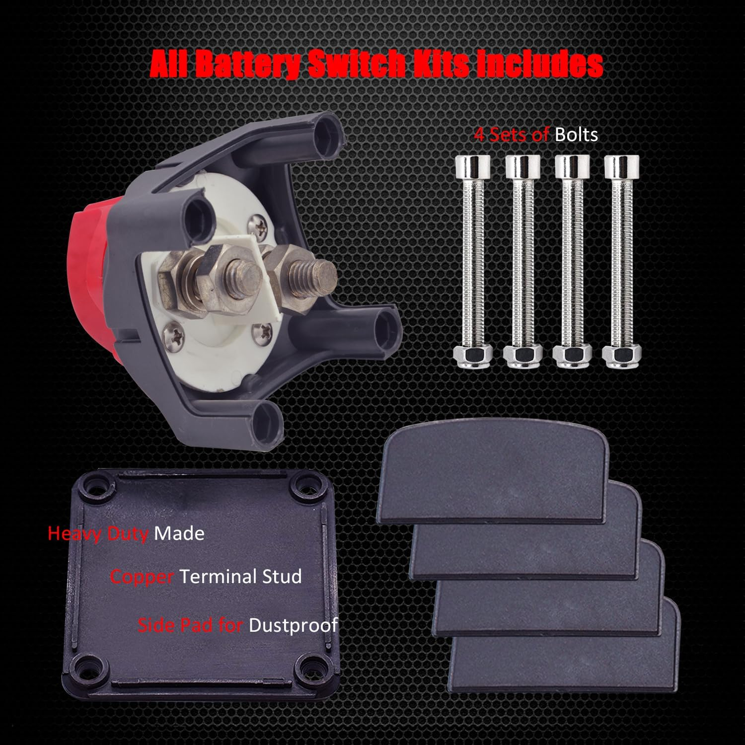 Ampper Battery Disconnect Switch, 12-48 V Battery Power Cut Master Switch Disconnect Isolator for Car, Vehicle, RV and Boat (On/Off) image number 4