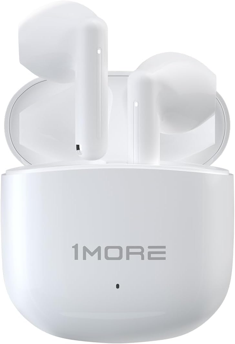 1MORE Q10 Wireless Earbuds, Bluetooth 5.3 Half In-Ear Lightweight Ear Buds, Comfort Fit, Deep Bass Stereo Headphones with Dual Mics, 26H Playtime, One Step-Pairing, IPX4 Waterproof Earphones (White)