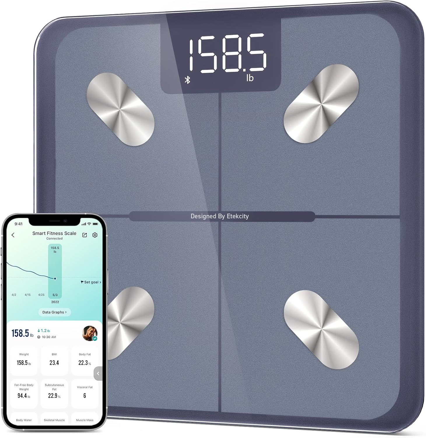 Etekcity Smart Wifi Scale for Body Weight, Black