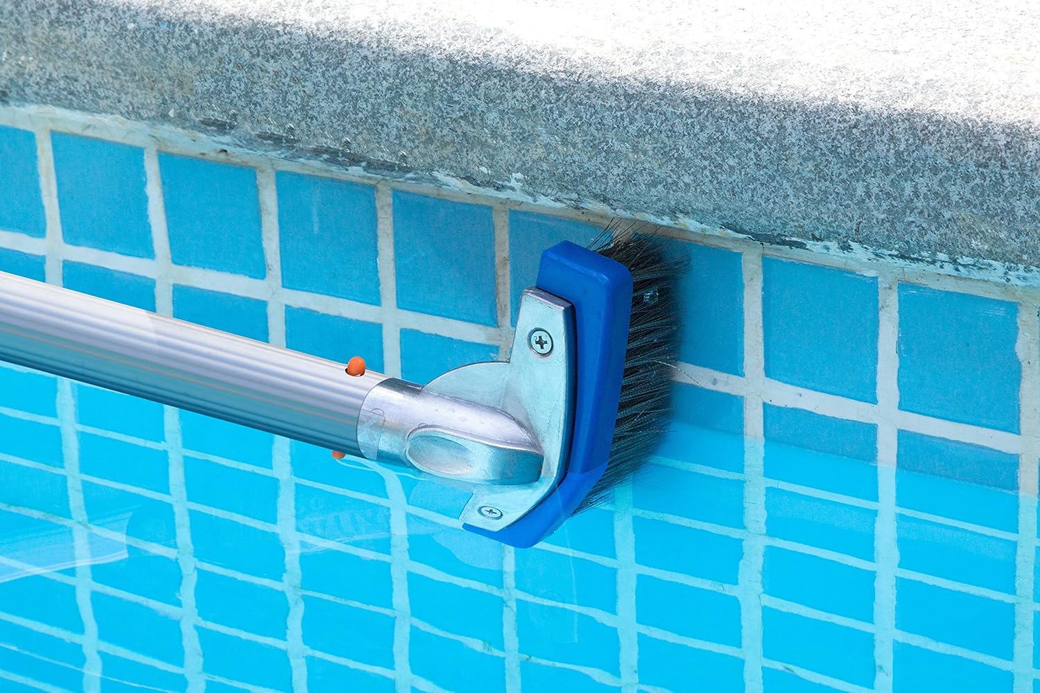 Aquatix Pro Heavy Duty Pool Brush, Durable 5" Swimming Pool Cleaner Brush Best for Tackling Stubborn Stains, Aluminium Handle & Stainless Steel Bristles, Suitable for Concrete & Gunite Pools. image number 3