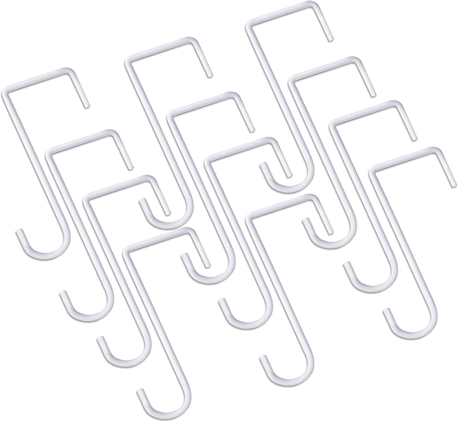 JOYSEUS 12Pcs Vinyl Fence Hooks, 2 X 6 Inches Patio Hooks, White Powder Coated Steel Fence Hooks Hangers for Hanging Plants, Lights, Pool Equipment&hellip; image number 2