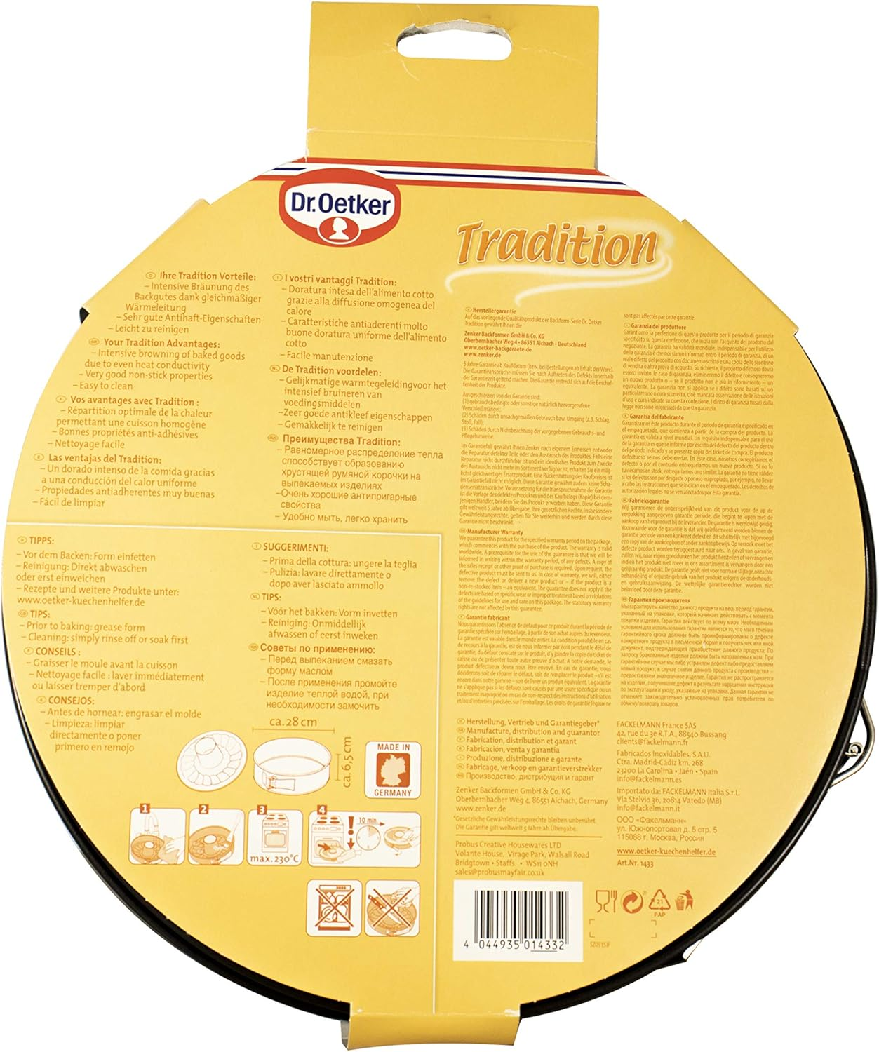 Dr. Oetker Springform Tin with Flat and Tube Base, Diameter 28 Cm, Steel Cake Tin with Non-Stick Coating, Baking Mould Made of Refined Black Sheet, Quantity: 1 image number 4