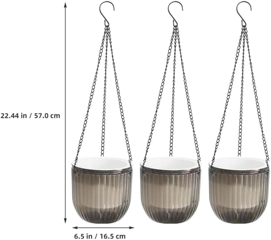 Yarnow 3Pcs Resin Hanging Flower Pots with Self-Watering Design and Drainage Holes for Indoor and Outdoor Planting image number 5