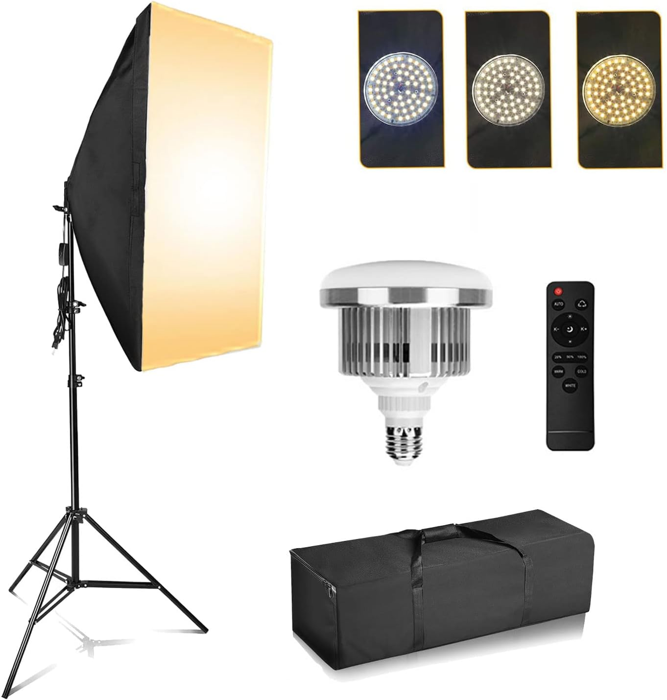 YISITONG 85W Studio Light 20&rdquo;&times;28&rdquo; E27 Socket 3200K-5600K Continuous Lighting LED Soft Box with Adjustable Lamp Stand and Portable Bag for Portraits Video Shooting image number 2