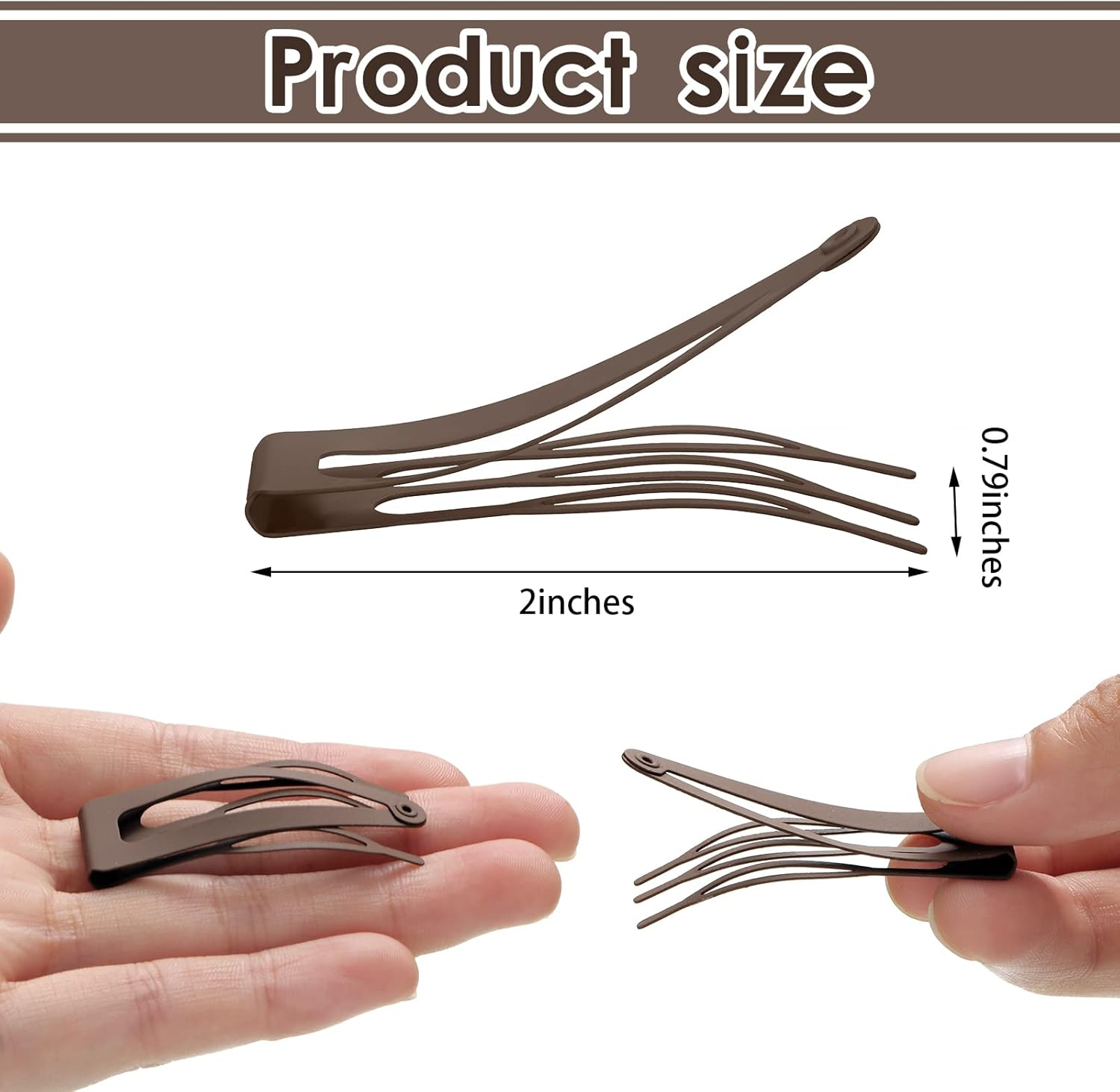 Chinco 24 Pcs Double Grip Hair Clips Metal Snap Hair Clips Barrettes Accessories 2 Inch Brown for Women Salon Supplies Accessories image number 1