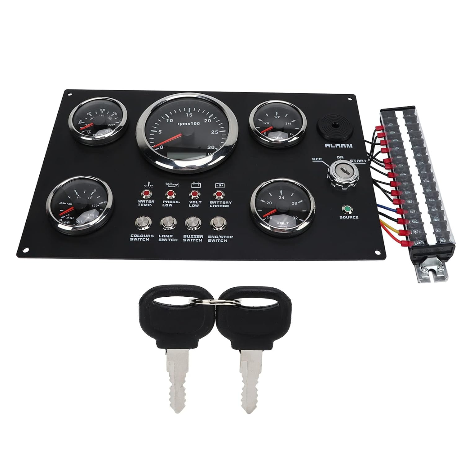 Digital Gauge Cluster Set 52Mm 82Mm Water Oil Voltage Gauge with 7 Color Backlight Waterproof Triple Gauge Kit for Car Truck Marine RPM Engine Speed & Oil Level Display image number 2